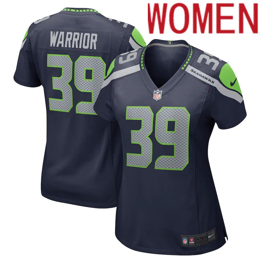 Women Seattle Seahawks 39 Nigel Warrior Nike College Navy Game NFL Jersey